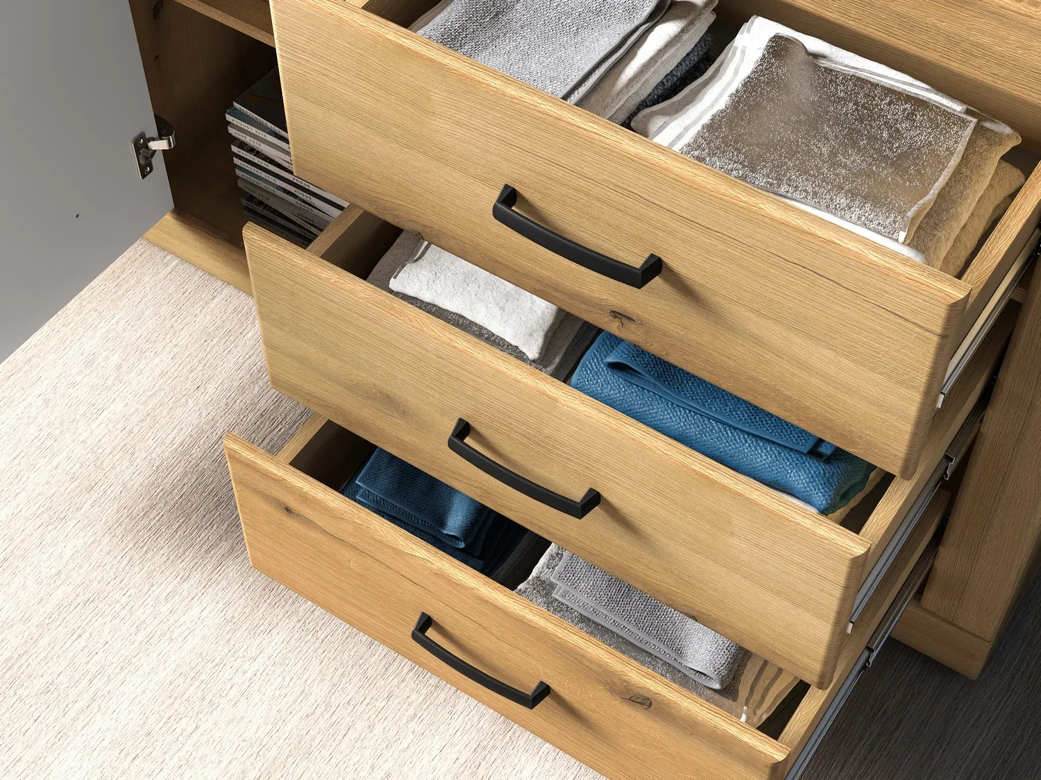 Komoda 1-drzwiowa z szufladami DORA 116x40x85 dąb evoke — zdjęcie 7