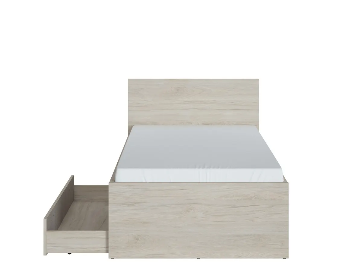 Łóżko z szufladą 90x200 DENIM DEIZ01 Orzech Rockford Jasny, Cashmere, Caroline - 6000000011768