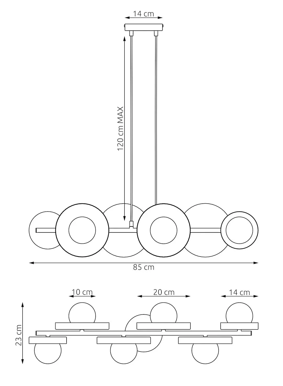 Lampa wisząca metalowa MODEL 6 szara - 1489/6