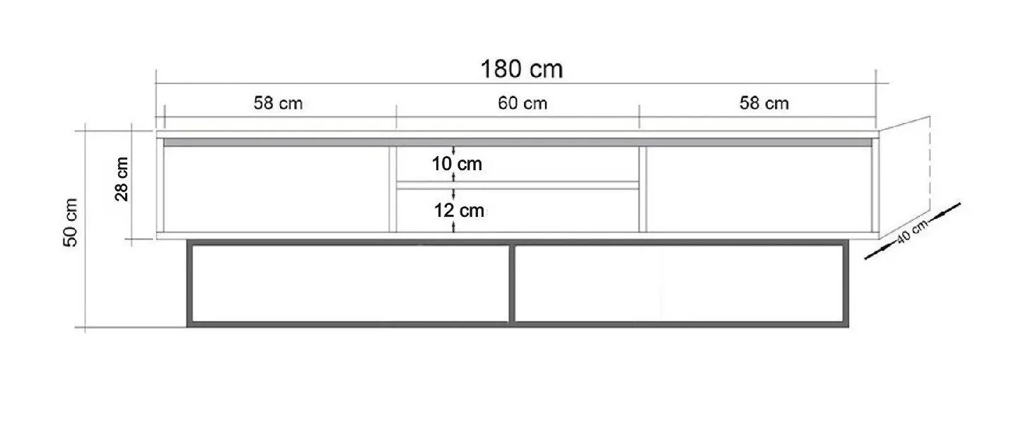 Szafka RTV z 2 szufladami RODEZ 180 cm orzechowa czarny stelaż — zdjęcie 7