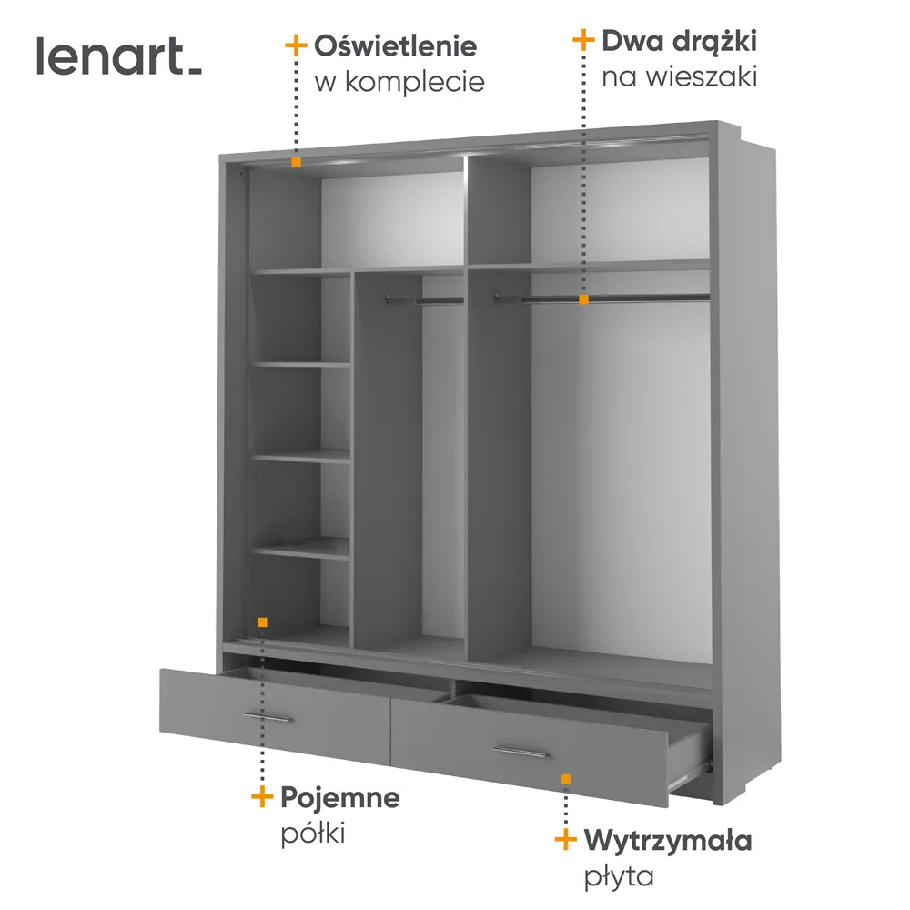Szafa 2-drzwiowa LED ARTI AR-05P 200cm szara - AR5SP