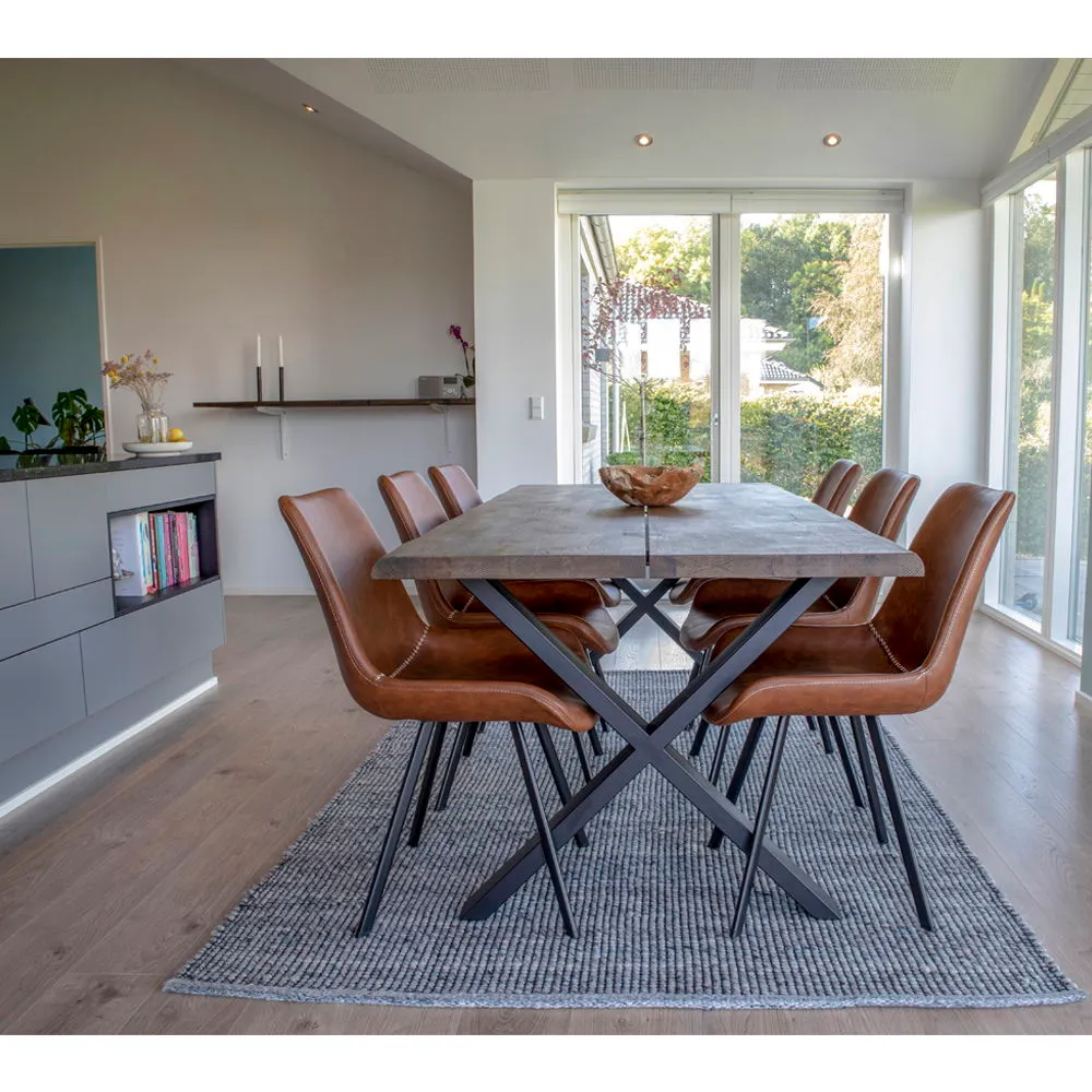 Stół do jadalni TOULON olejowany 95x200x75 cm - dąb wędzony, czarny - 2201460