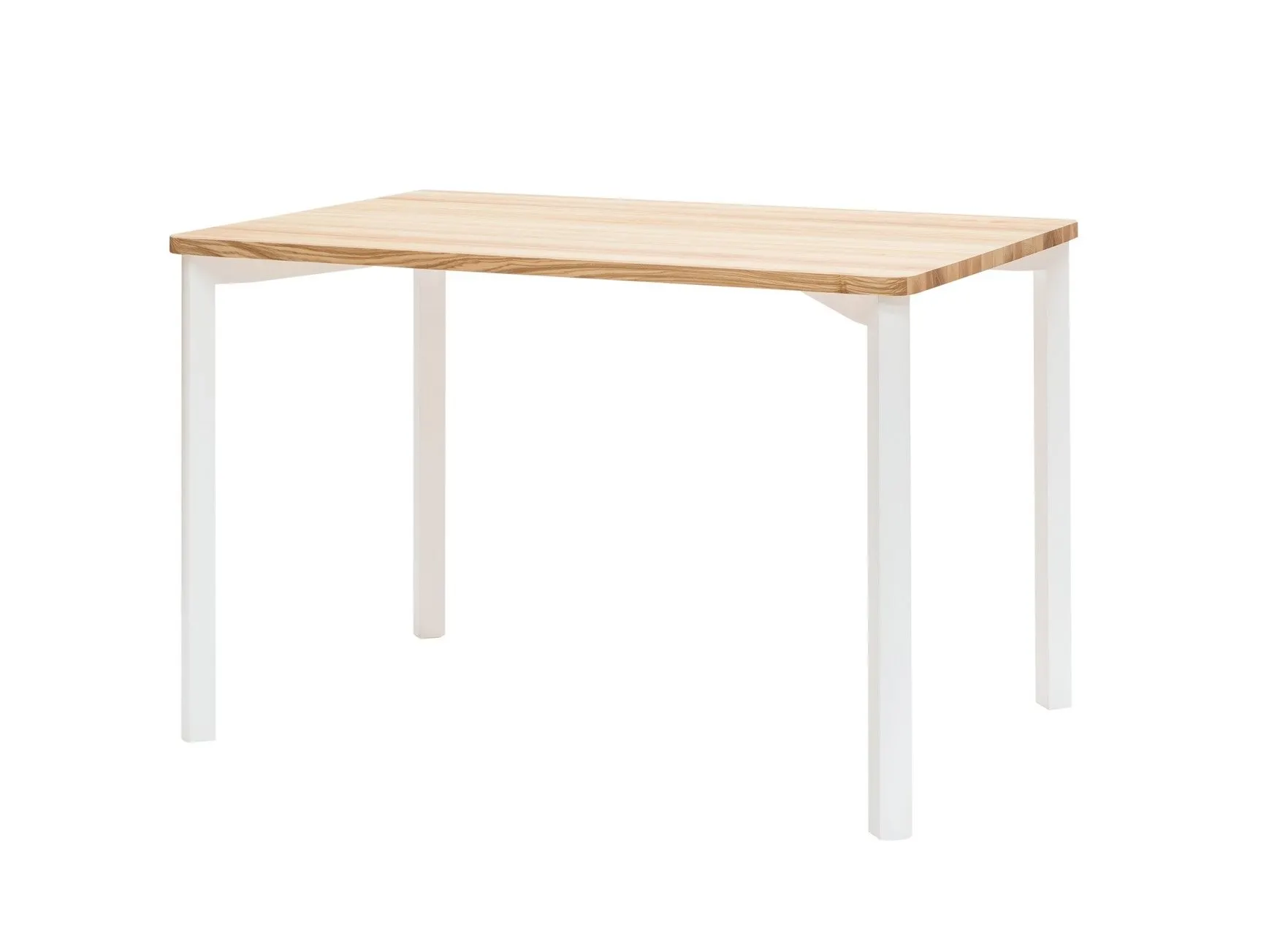 Stół jesionowy prostokątny TRIVENTI 80x120 naturalny białe kwadratowe nogi