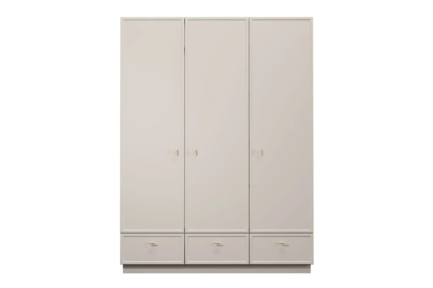 Szafa 3-drzwiowa z 3 szufladami LORINI 150 - cashmere T-bar złoty cokół - B_166717