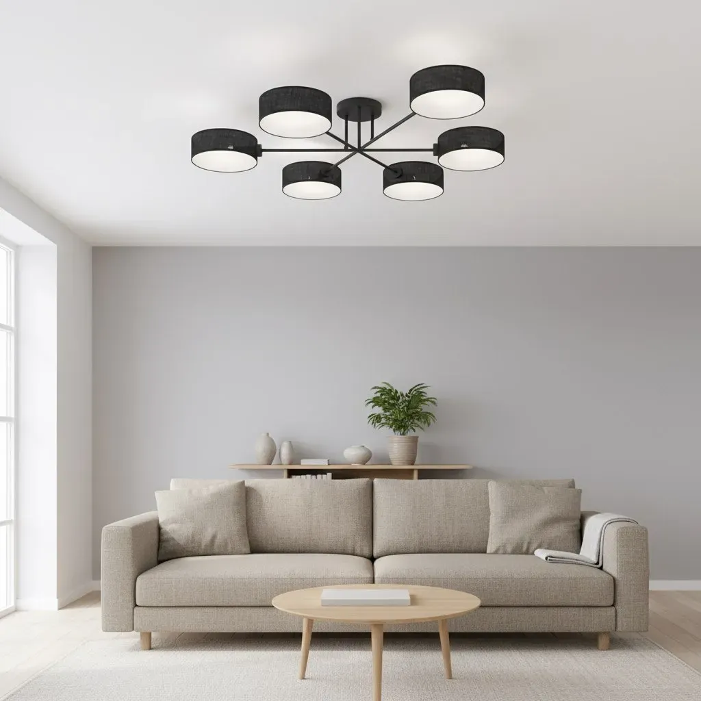 Lampa sufitowa plafon MAGA 6 abażur czarna - 1568/6