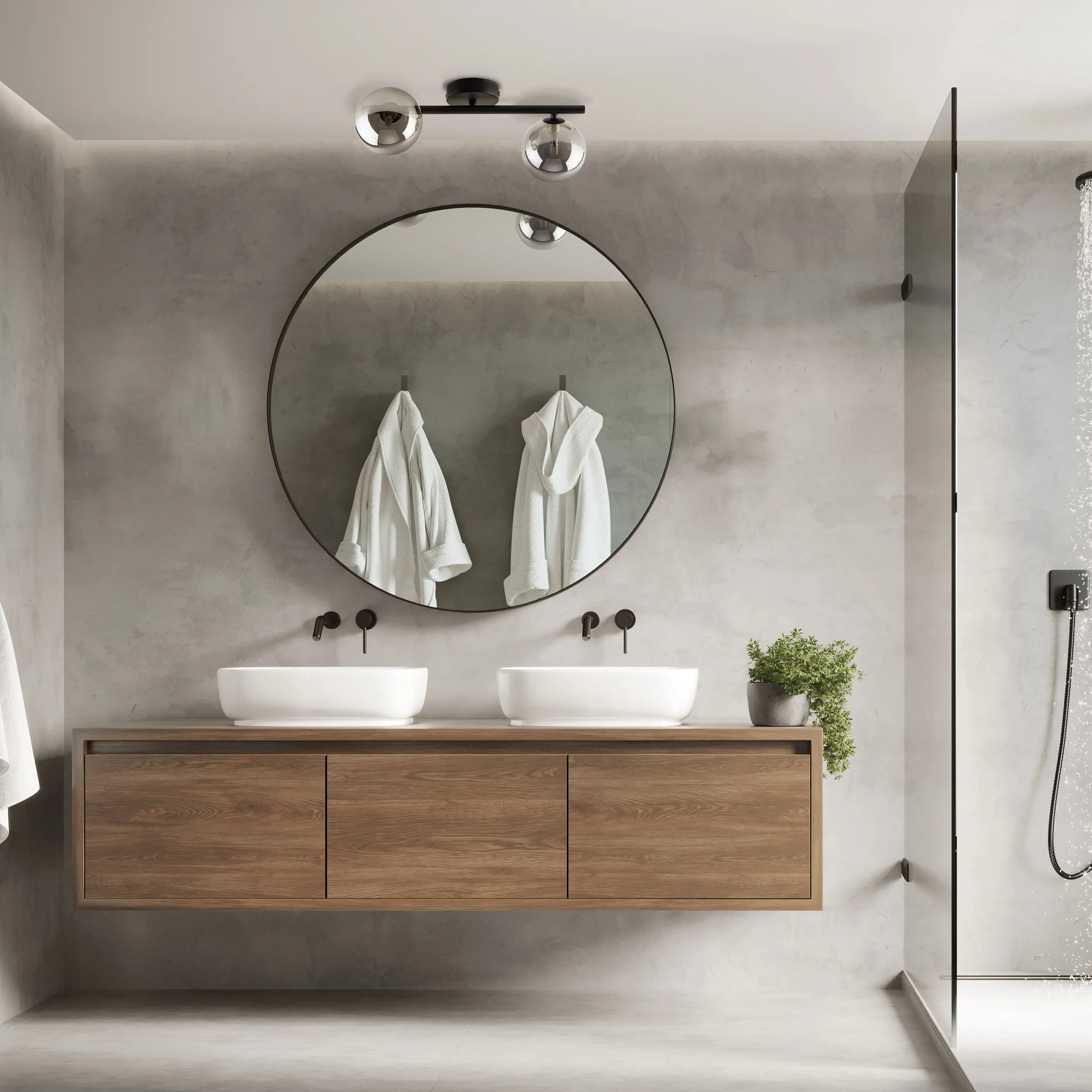 Lampa sufitowa ESTERA czarna z lustrzanymi okrągłymi szklanymi kloszami 42x23x17cm - TK_6854