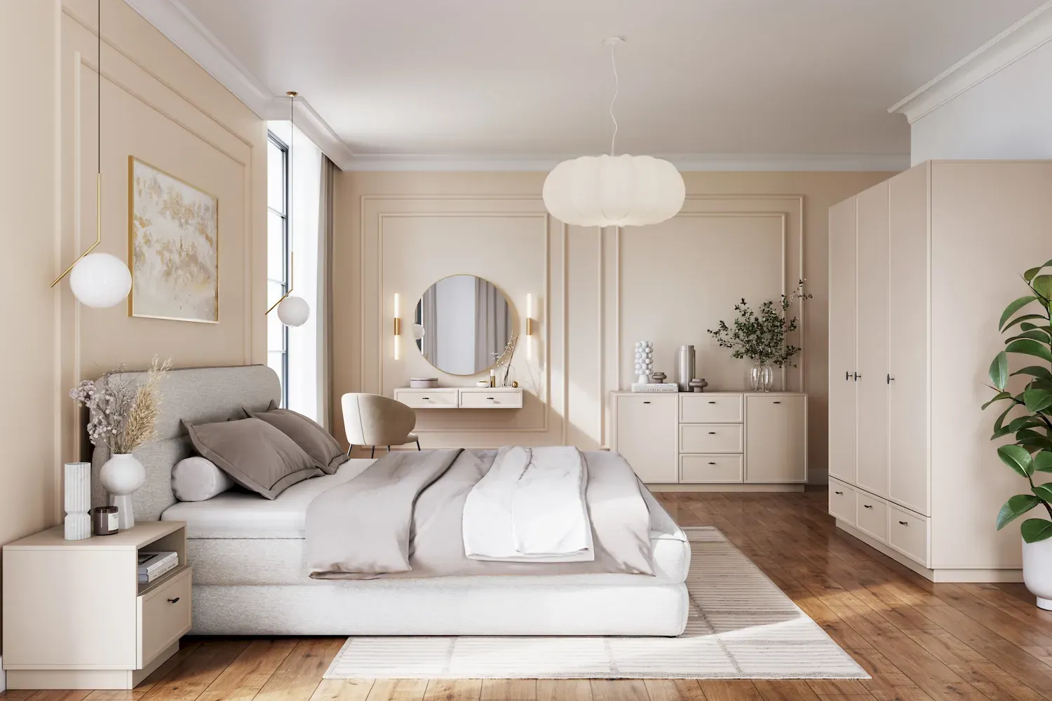 Szafka nocna z szufladą i półką LORINI 45 - cashmere uchwyt T-bar czarny cokół - B_166680