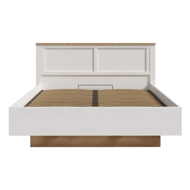 Łóżko ze stelażem CHISBURY 160x200 - dąb riviera, modrzew jasny sibu - BHLL3162-M482