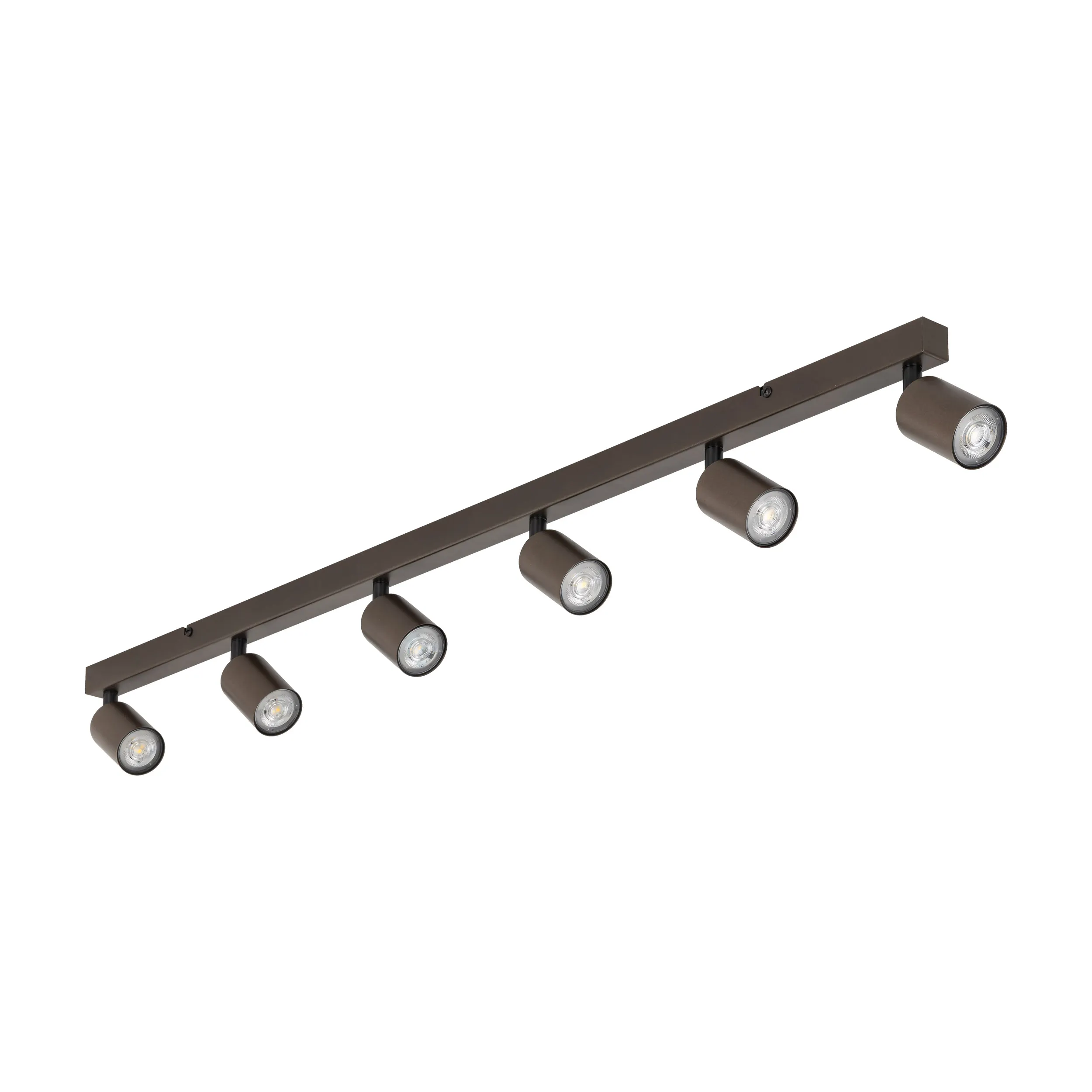Lampa sufitowa TOP metalowa brązowa z sześcioma okrągłymi regulowanymi lampkami 129cm