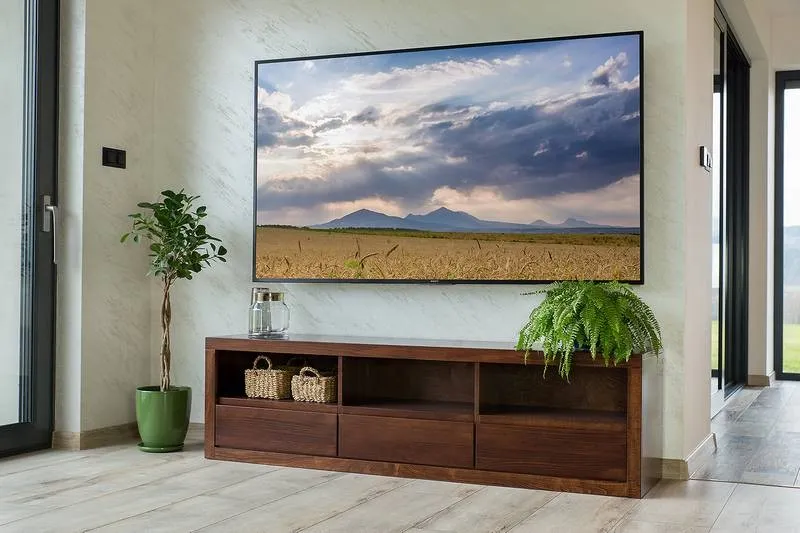 Szafka RTV dębowa RV302 Naturalny DREWMAX — zdjęcie 7