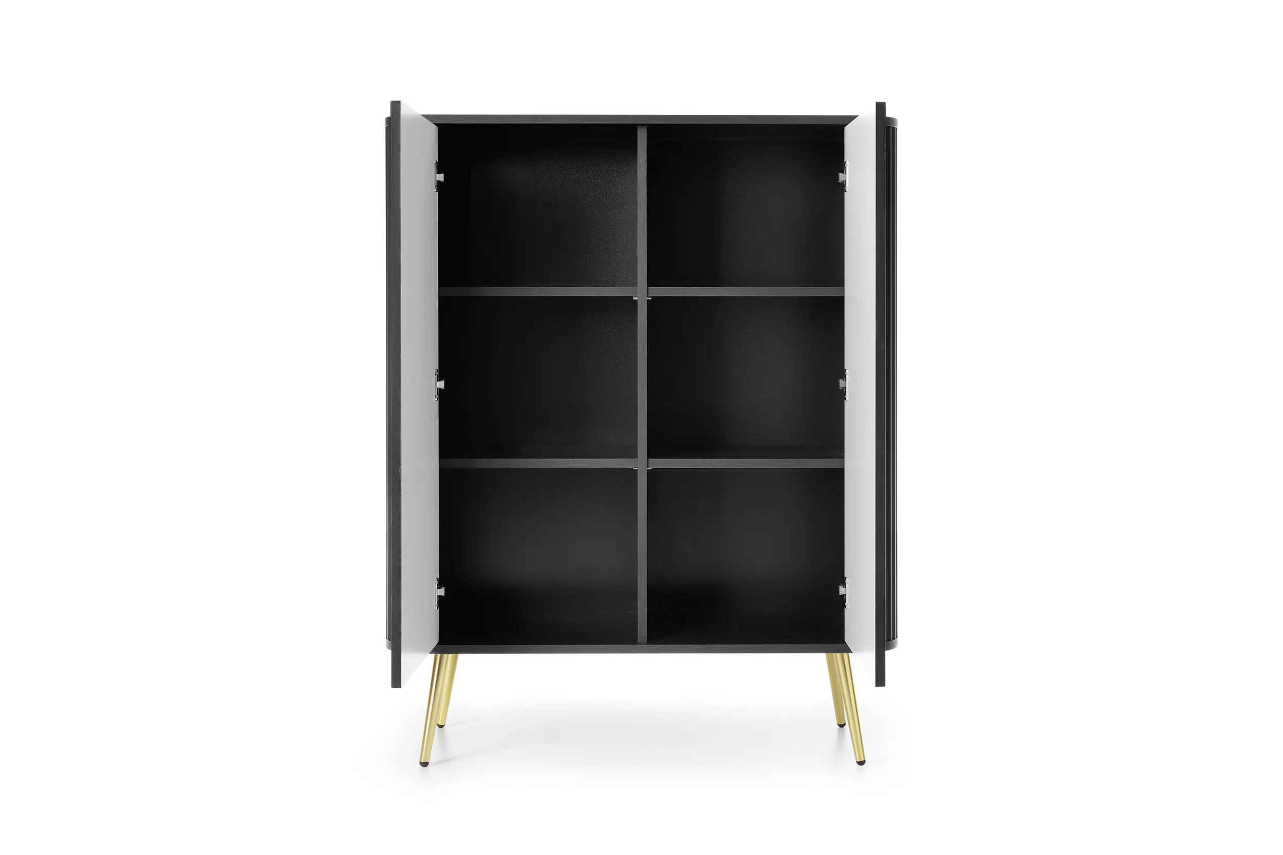 Komoda wysoka 2-drzwiowa ZOVA frezowane fronty, czarny, złoty - ZOVA_K103_CZARZL