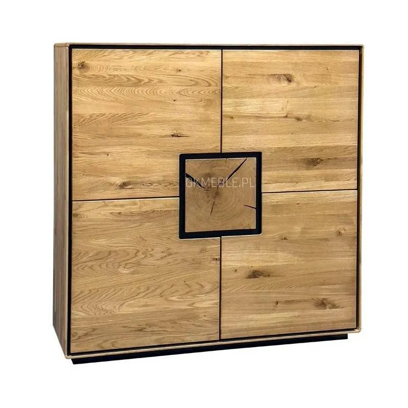Komoda wysoka dębowa MELLOW 129x125 z szafkami Meble, Kredens, Gabinet, Szafa, Szafka
