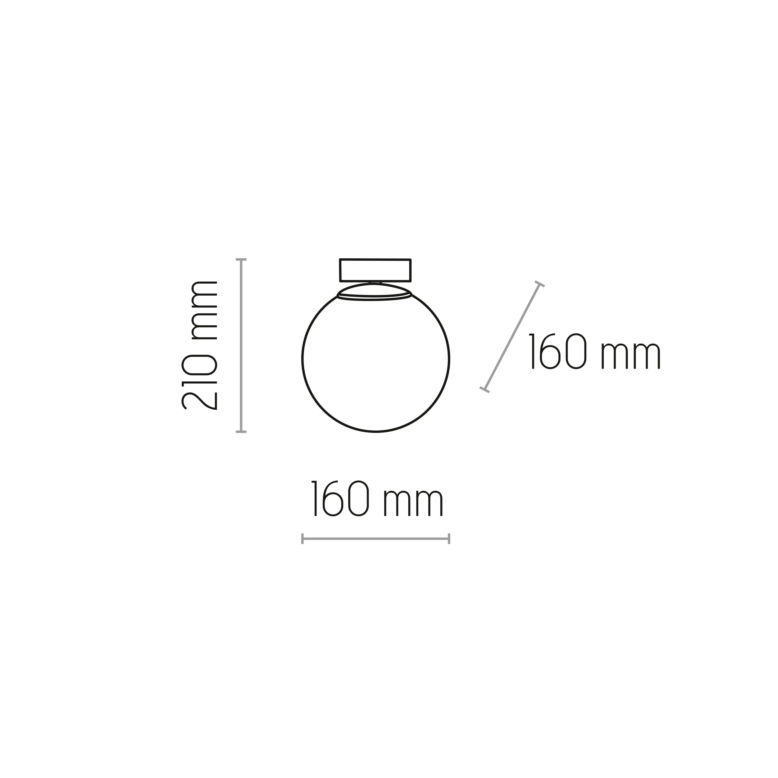 Lampa sufitowa CELESTE czarna podstawa okrągły biały klosz 21x16cm - TK_6216