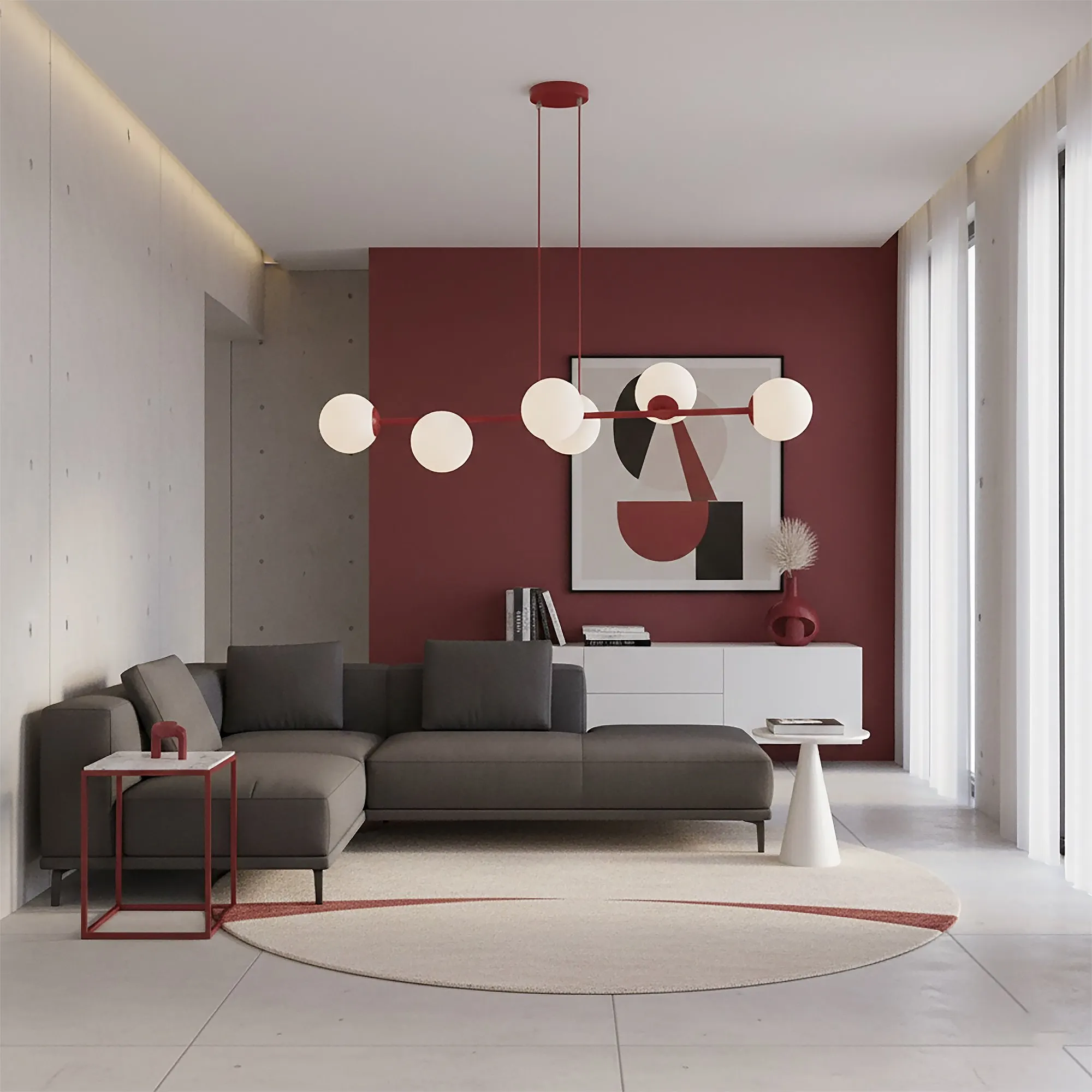 salon, sofa, nowoczesny salon, konsola, dywan