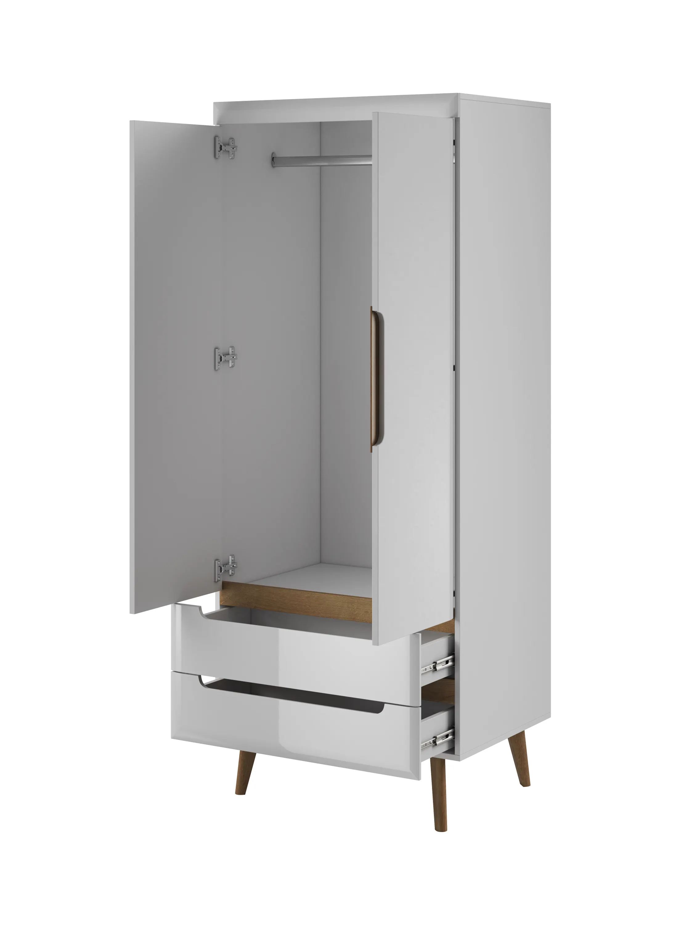 Szafa 2-drzwiowa z 2 szufladami NORDI Biały, Dąb Riviera - NORDI_NSZ80_BPOLRIV