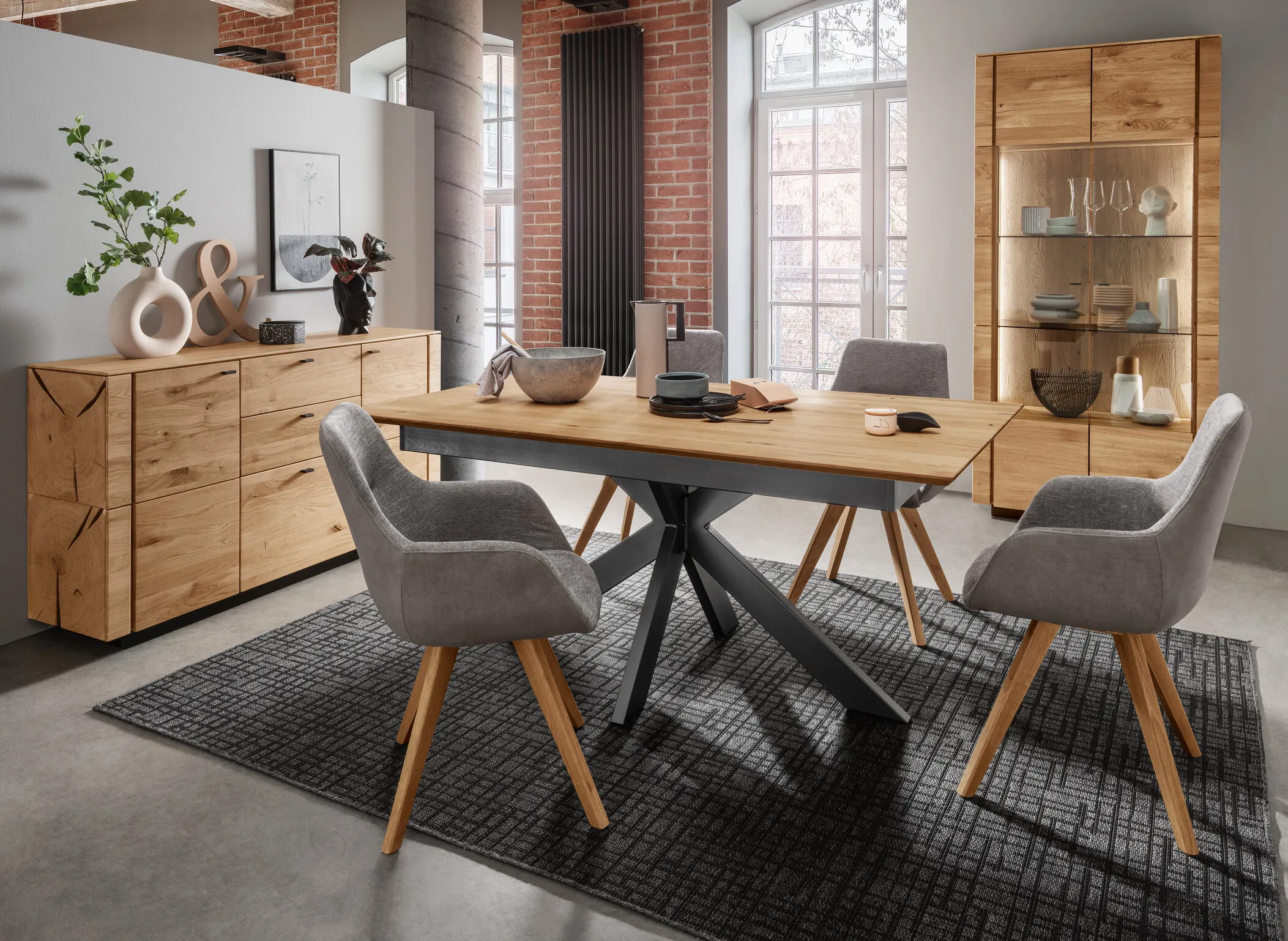 Witryna dębowa PRESENT 99x207 z oświetleniem led - GK_103623020202