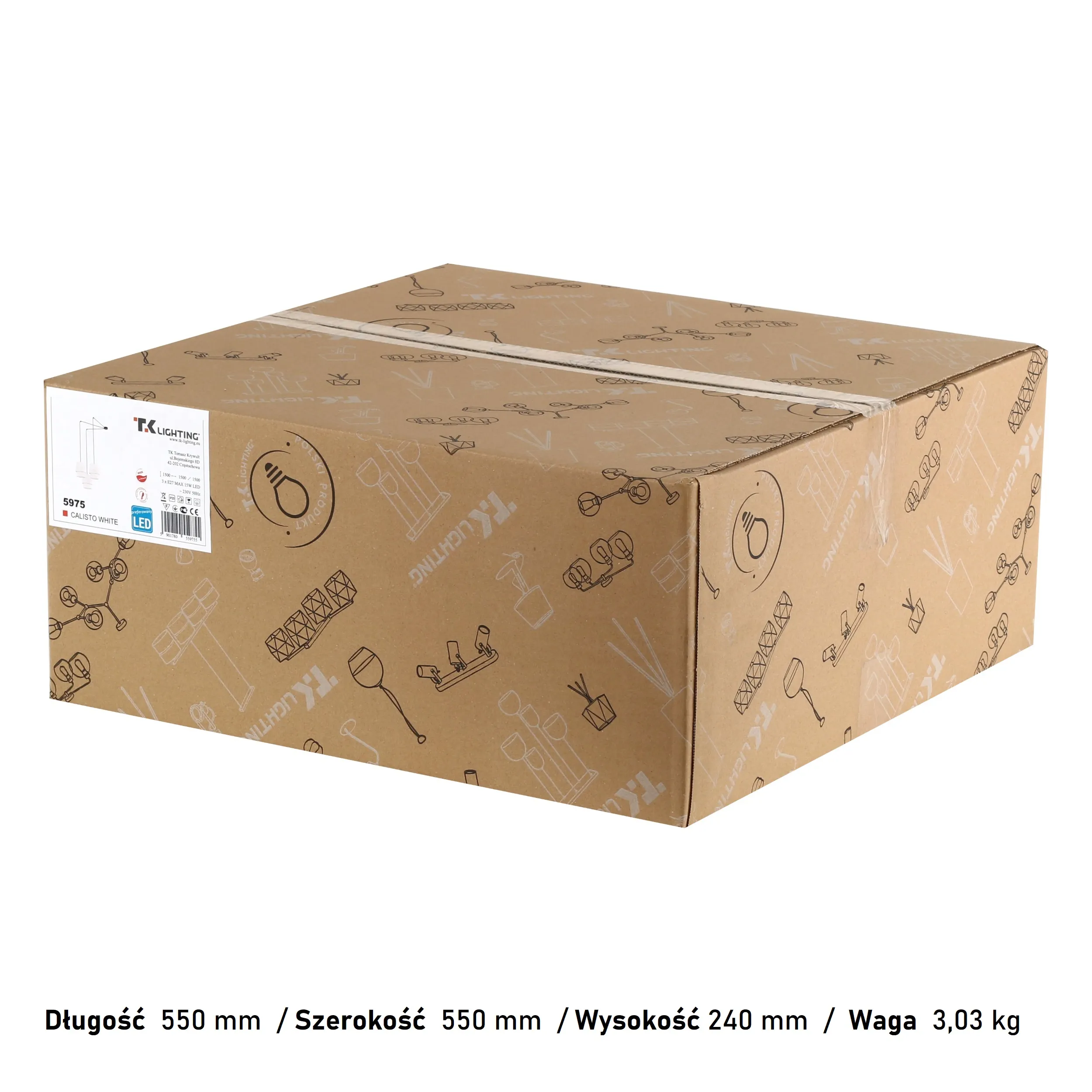 Lampa wisząca CALISTO czarna z białymi kloszami z tkaniny podwieszona dodatkowo 150cm - TK_5975