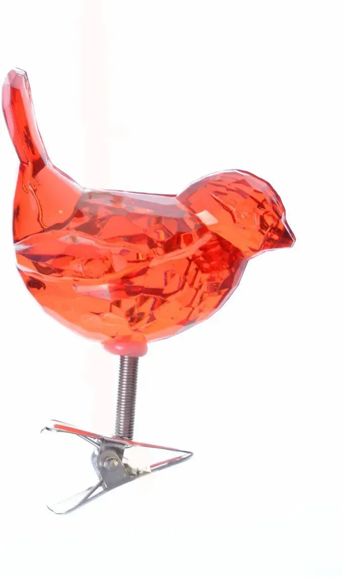 Ptaszek akrylowy na klipie czerwony Ptaszek akrylowy na klipie czerwony