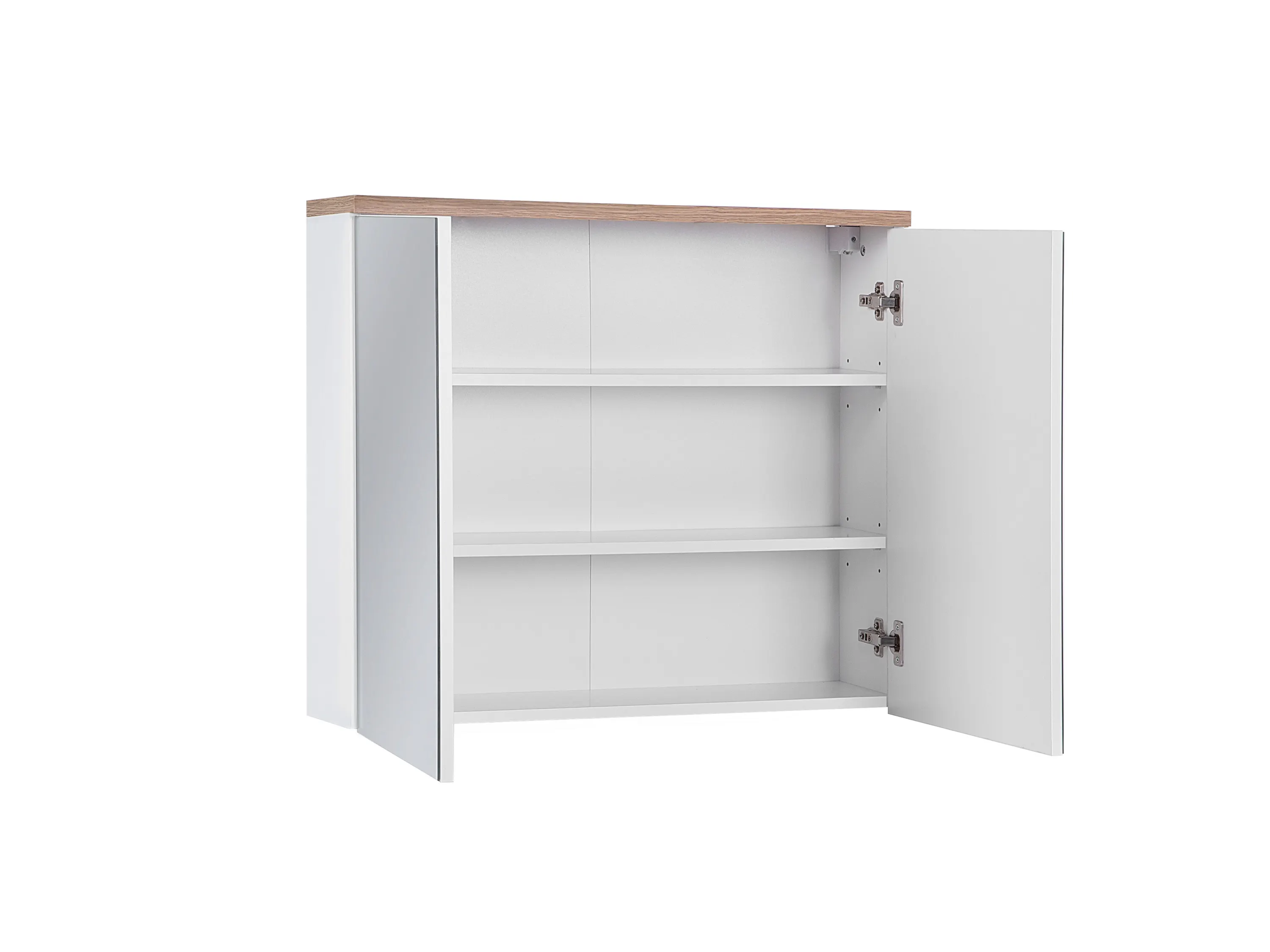 Szafka z lustrem 2-drzwiowa BALI biała, efekt drewna 80x70x20cm - BALI_WHITE_841_FSC