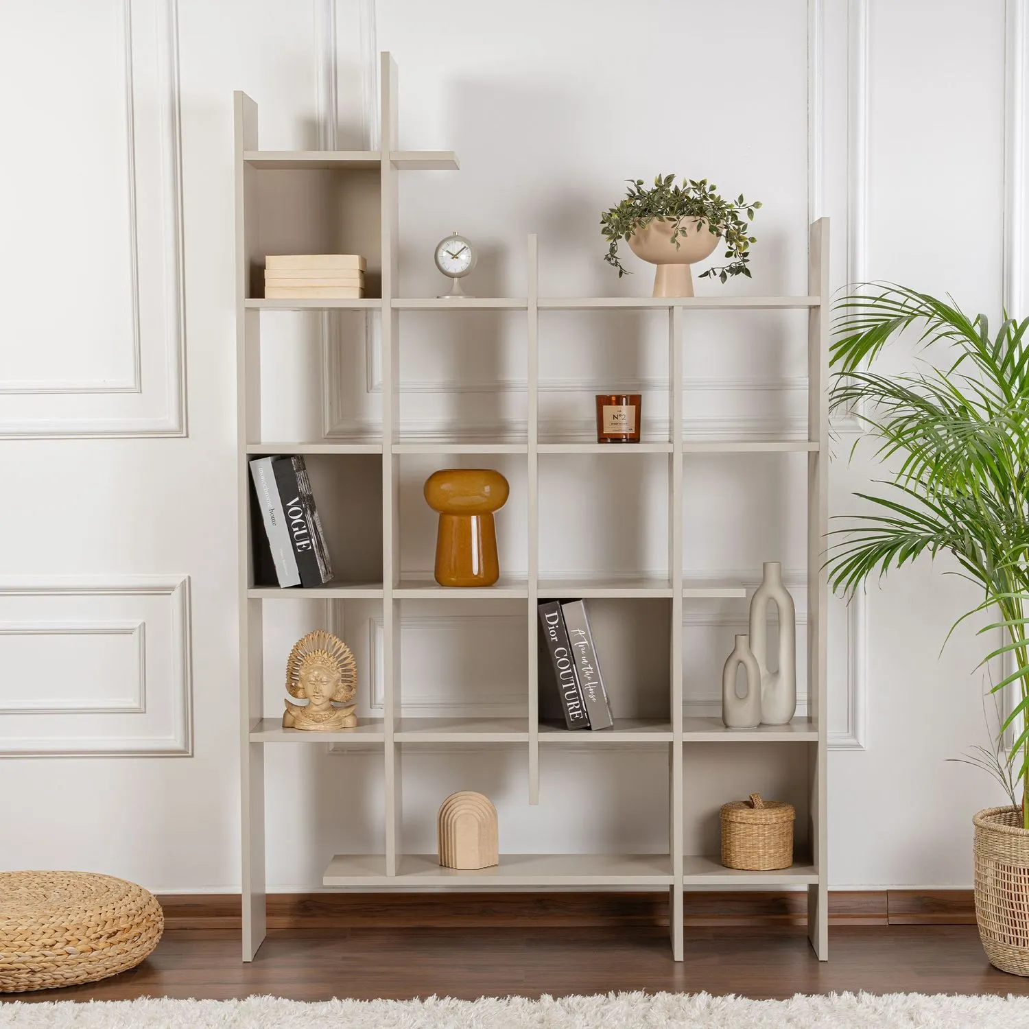 Regał wysoki MANCO 122 cm beż piaskowy - ASI_855DTE3786