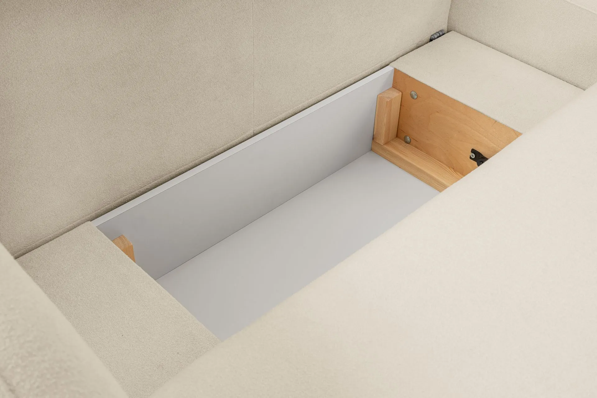 Narożnik rozkładany z pojemnikiem OLIO SICURIO 248 cm prawostronny beżowy - OLIO_NAR_SICURIO55_P