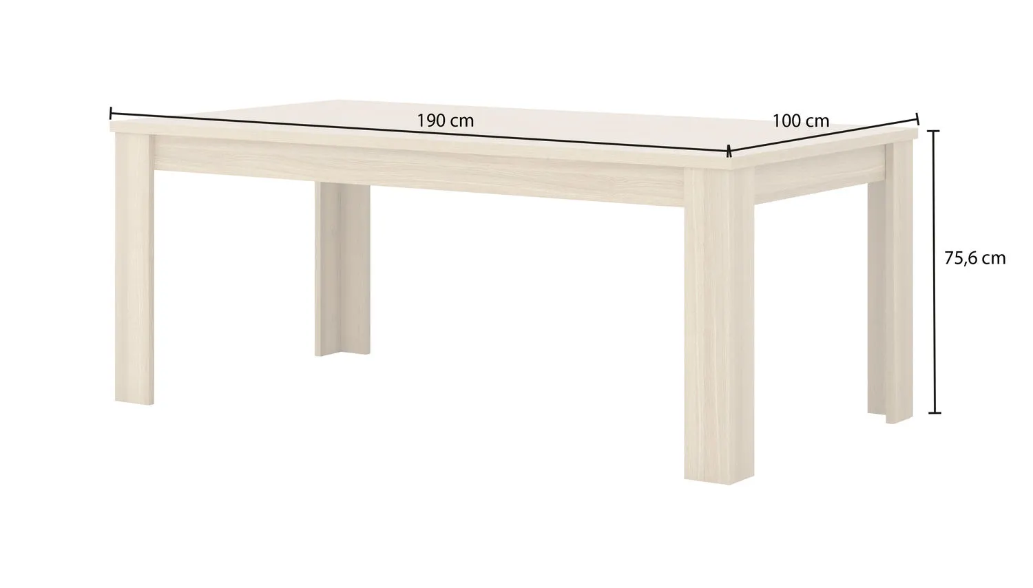 Stół jadalniany CUBA II 190x100 dąb samdal - 24DEOC94