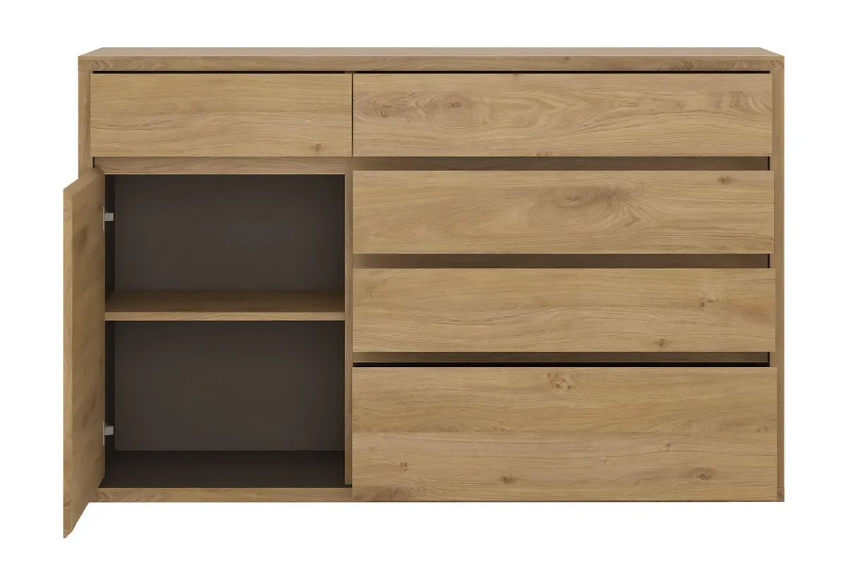 Komoda 1-drzwiowa z 5 szufladami SHETLAND TYP 42 Dąb Shetland, Szary - 6003005000890