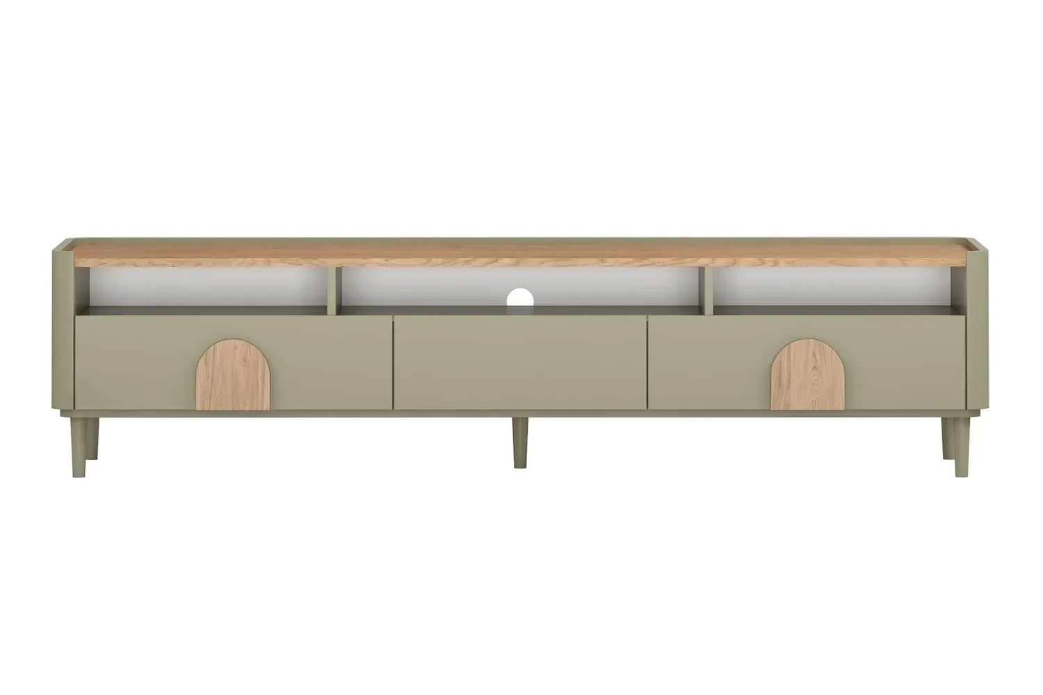 Szafka RTV z klapą i 2 szufladami AMILIO 200 - eukaliptus dąb baltic dune uchwyty dąb naturalny nogi eukaliptus - B_169229