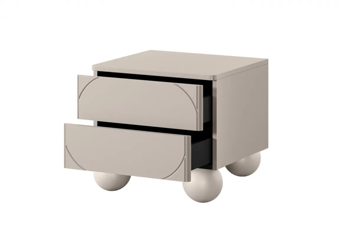 Szafka nocna z 2 szufladami SONATIA 45cm cashmere nogi kule - B_157261
