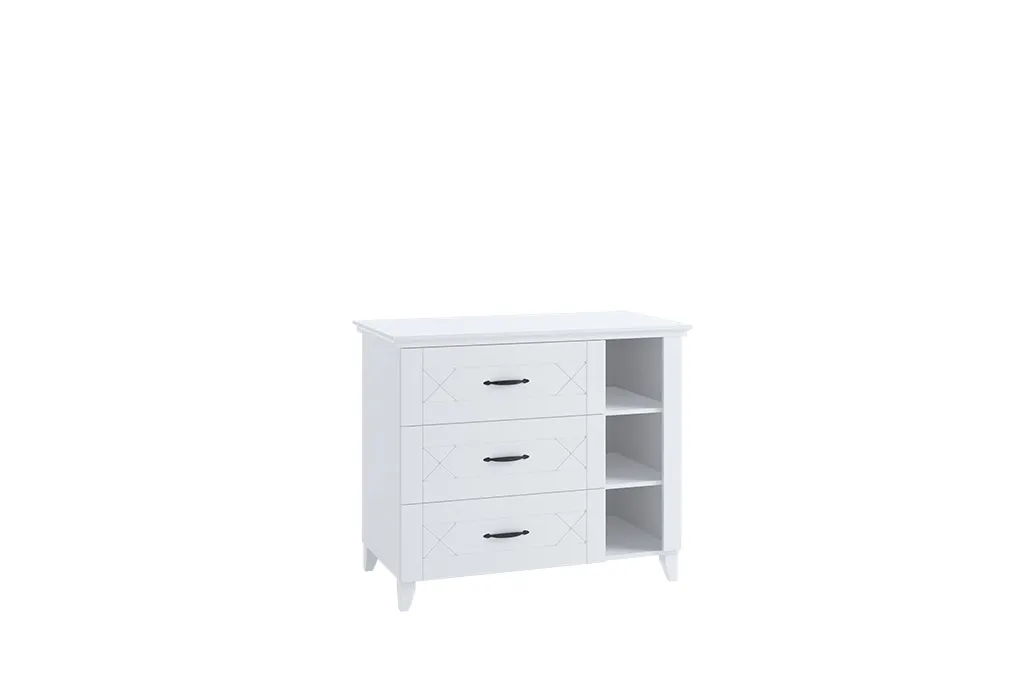 Komoda z regałem i szufladami CLASSIC 110x90 biała
