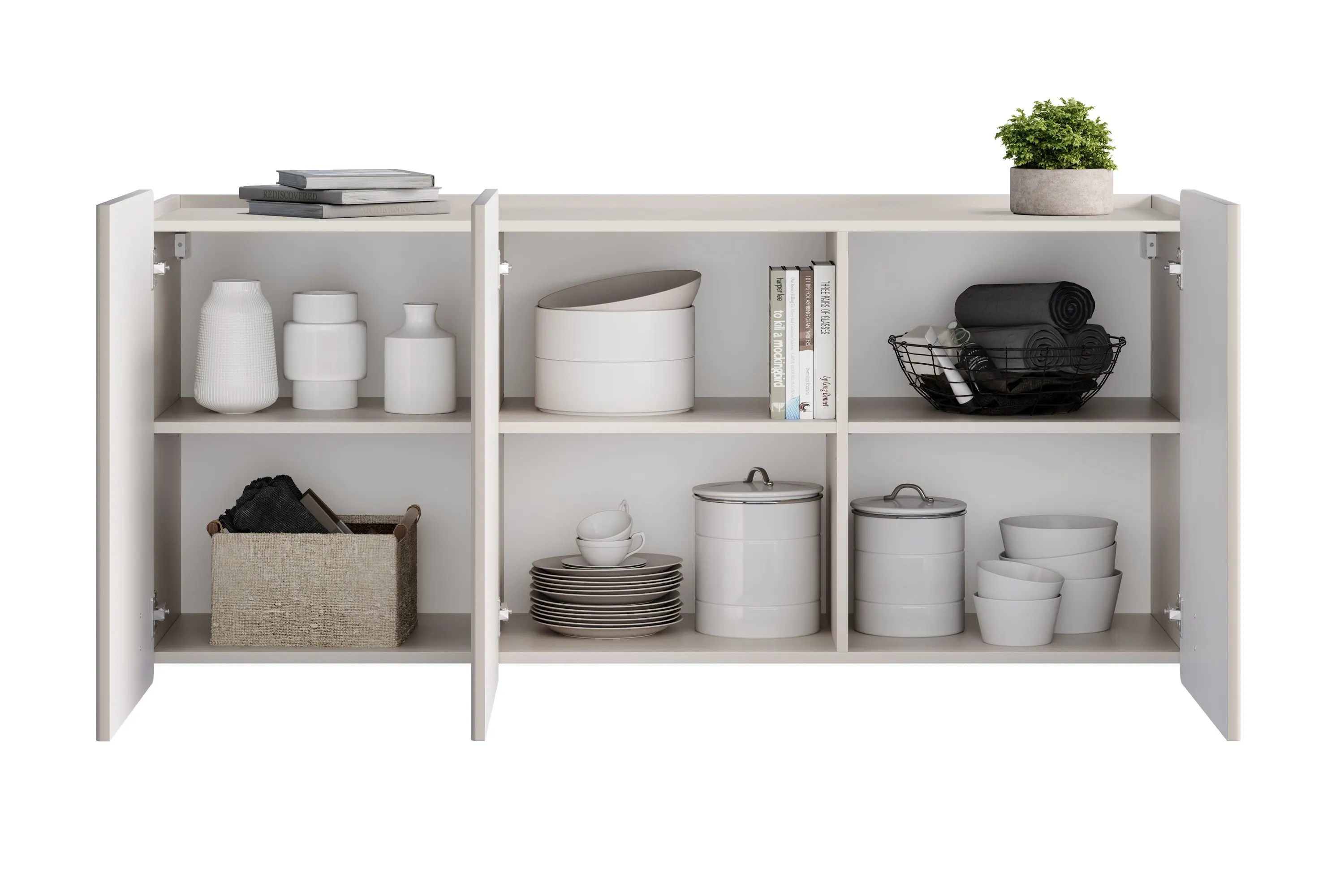 Komoda wisząca 3-drzwiowa MALMI 150cm - kaszmirowy - złoty - B_167026