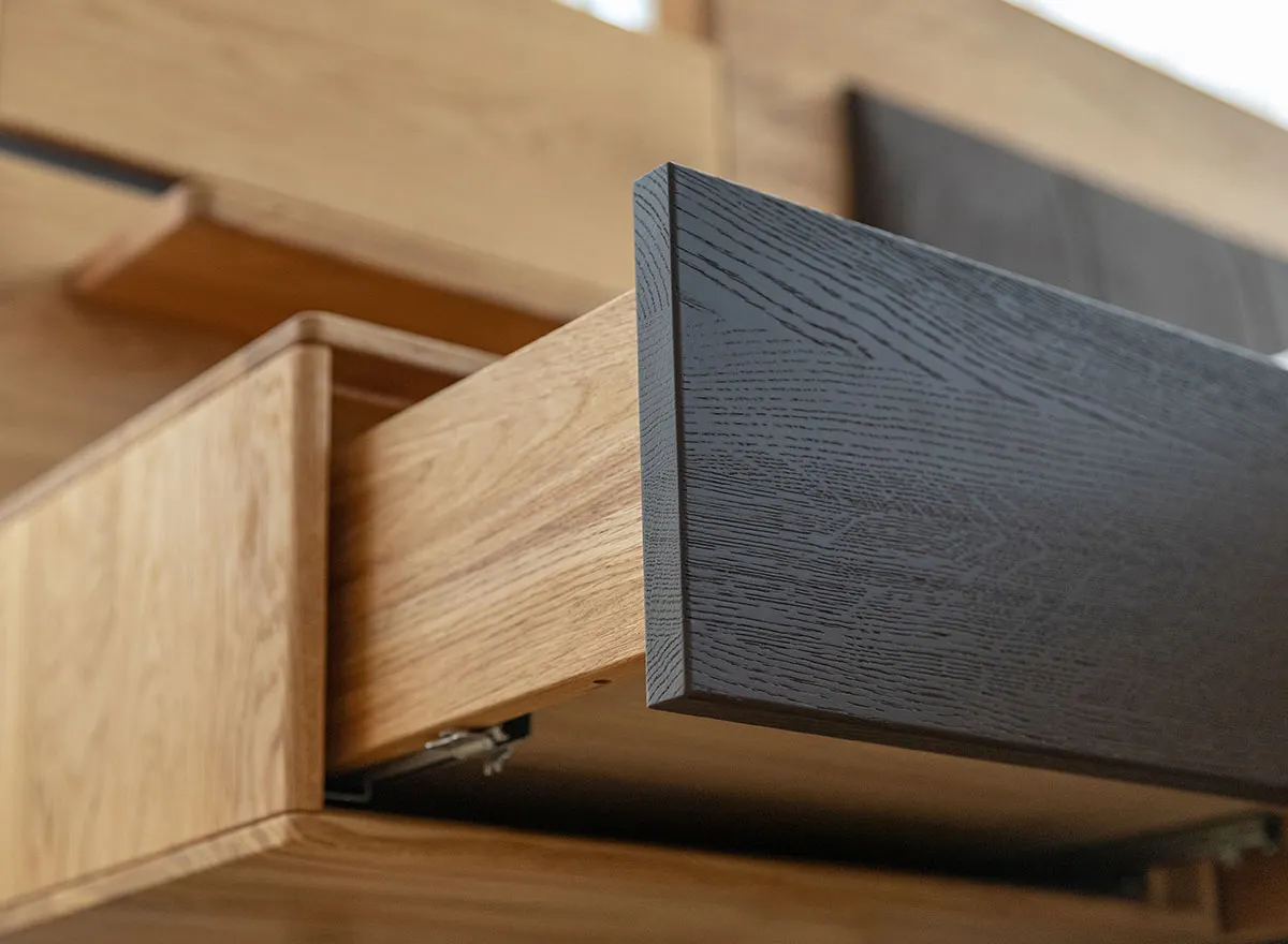 Szafka nocna dębowa wisząca z 1 szufladą SORA Dębowy Sen dąb olejowany grafit - ZINAK4_F