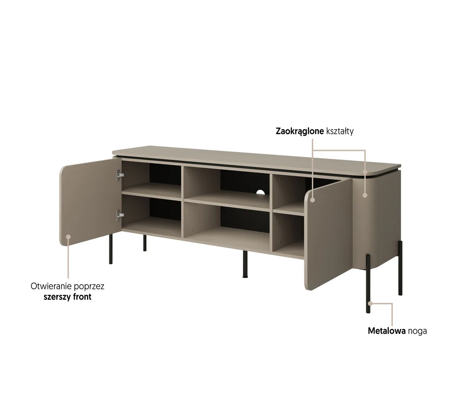 Komoda RTV 2-drzwiowa z półkami BELLO 163 cm congo - 24COOB40