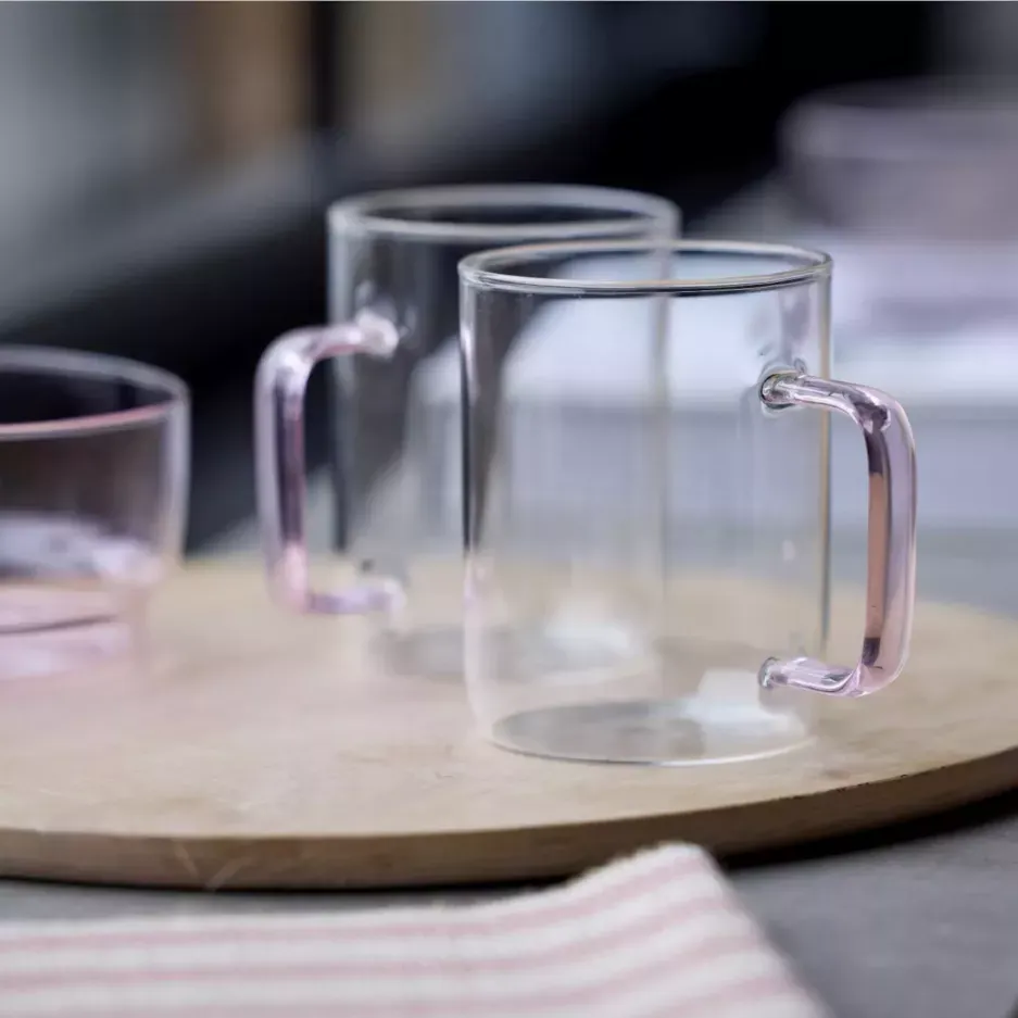 Szklane kubki TORINO zestaw 2 szt. 400 ml różowe - ND_32769