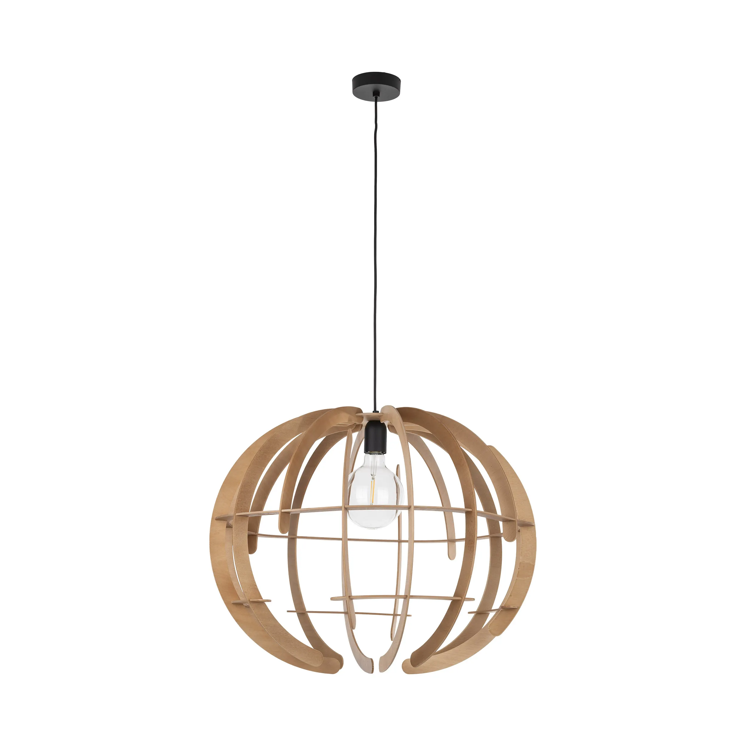 Lampa wisząca VENUS czarna z drewnianym kloszem 180x63cm - TK_6888