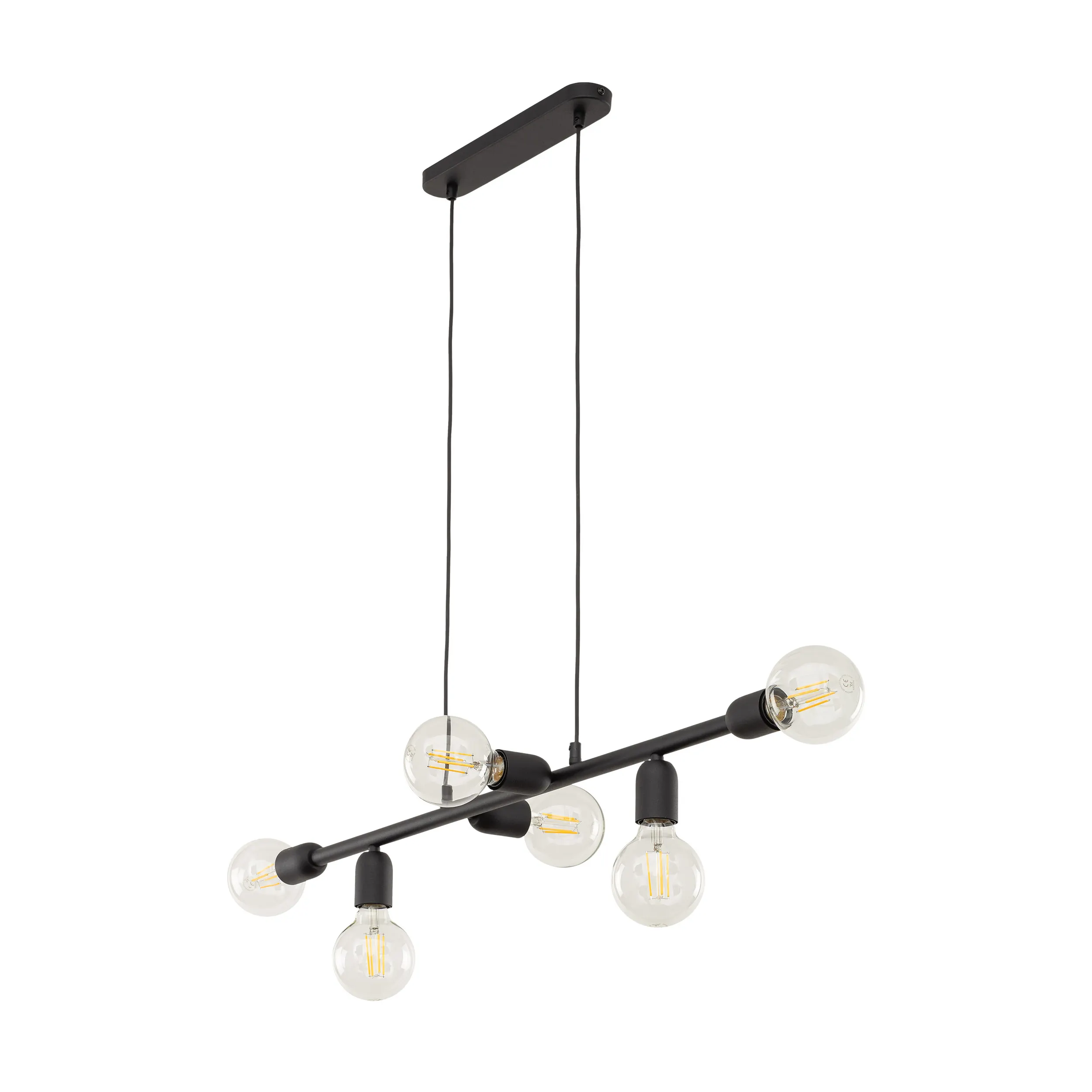 Lampa wisząca PORTO czarna na metalowej listwie 125x93x16cm