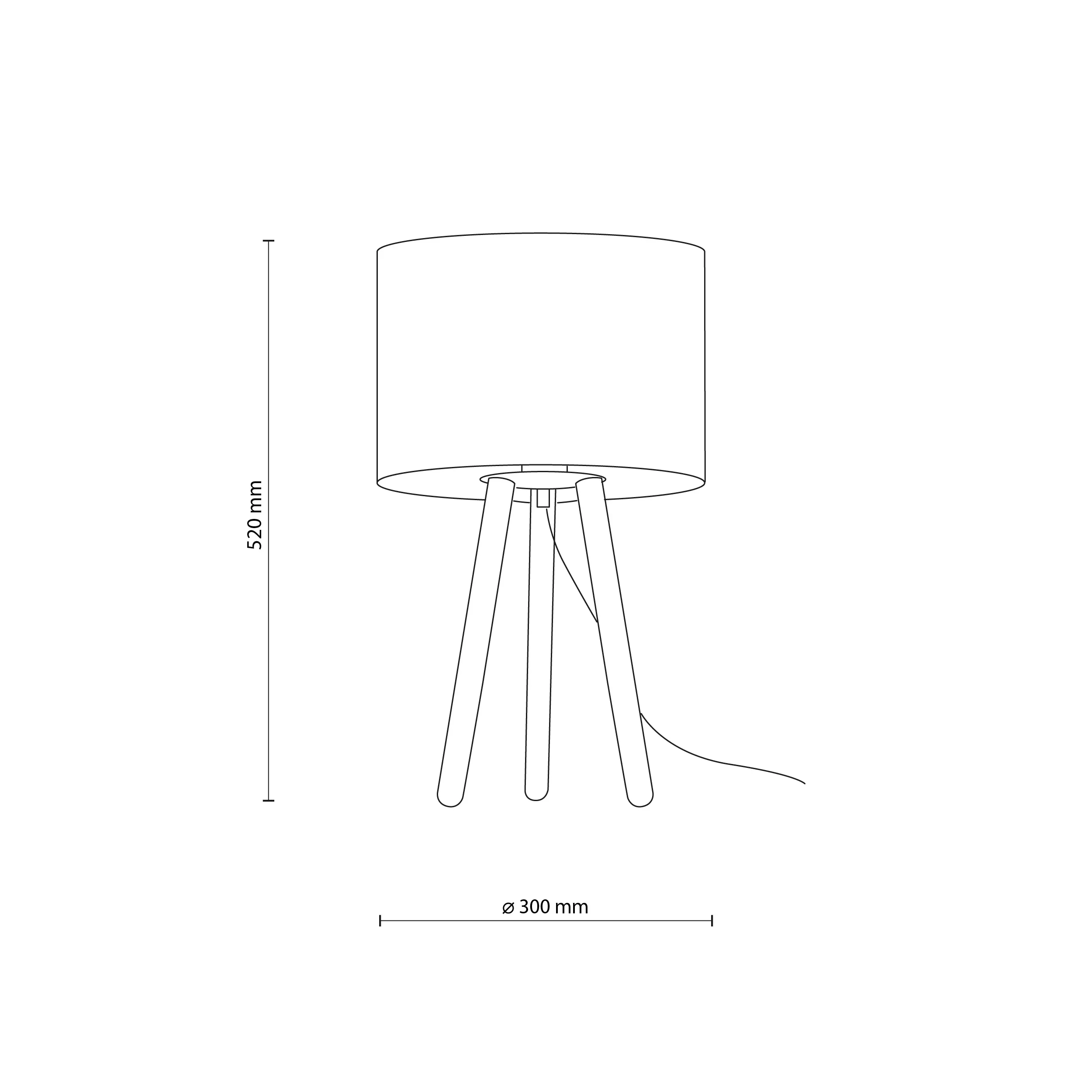 Lampka nocna TOKYO jasne drewniane nogi czarny okrągły abażur 52x30cm - TK_5293