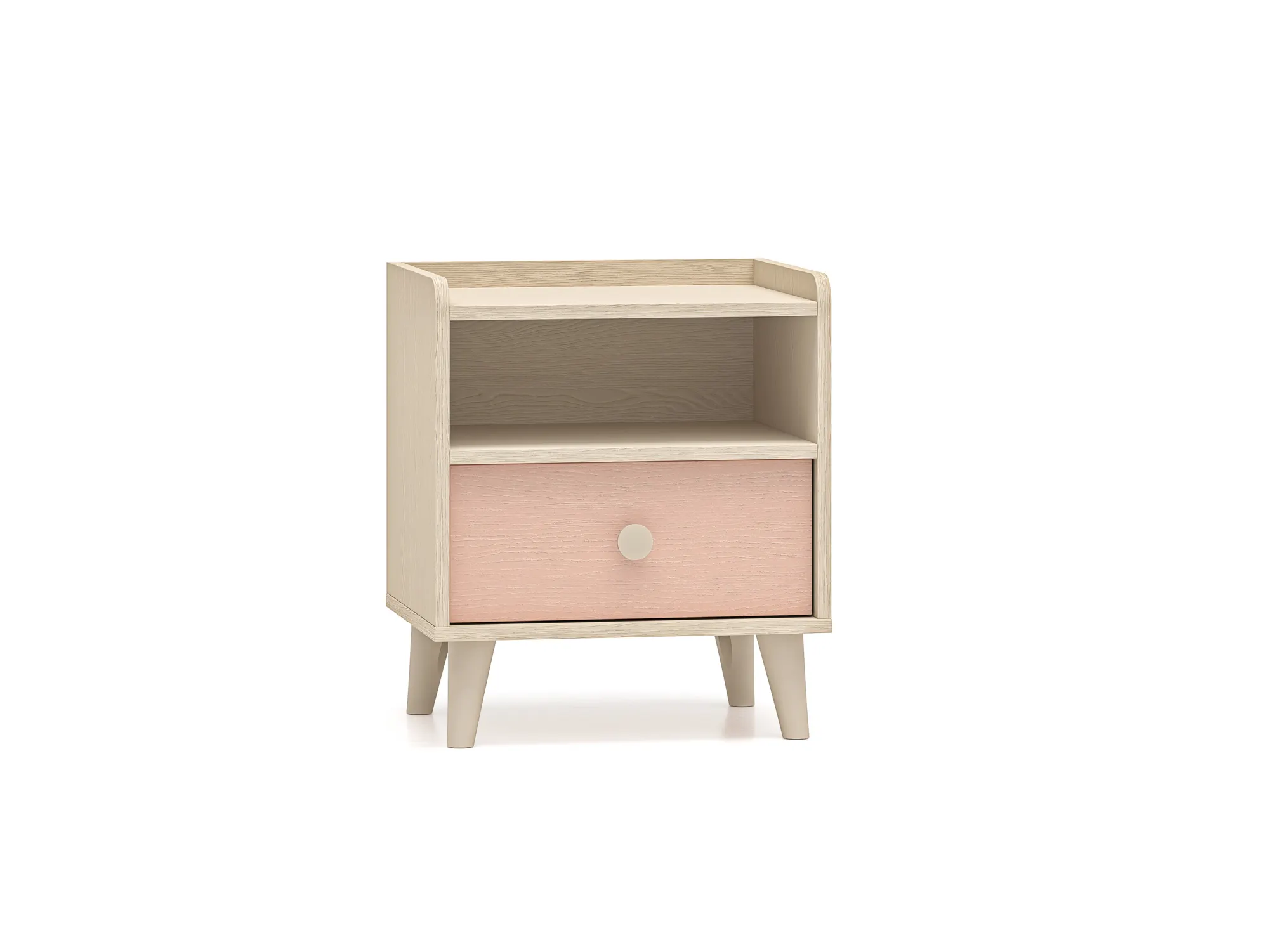 Szafka nocna z szufladą MEVEL 10 piasek pustyni, różowy Szafka nocna z szufladą MEVEL 10 piasek pustyni, różowy