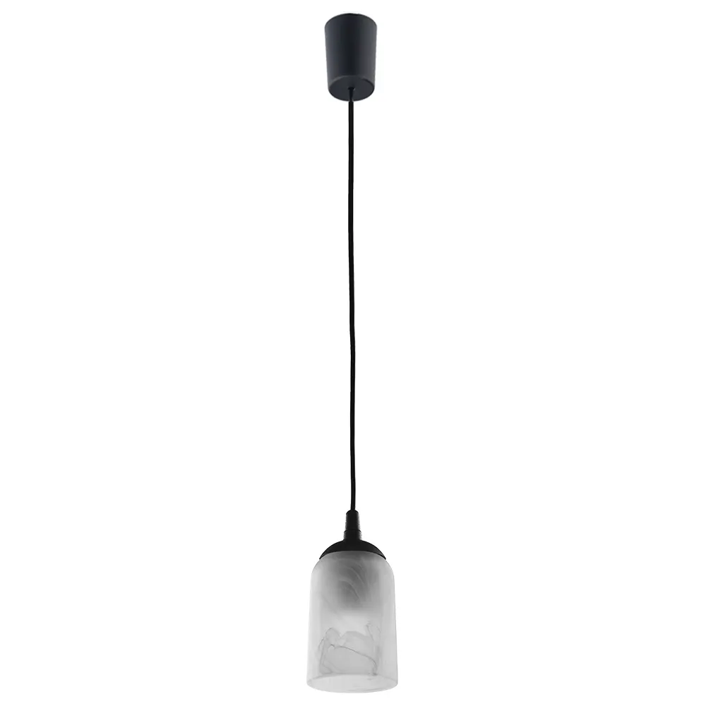 Lampa wisząca CLEO czarna z białym dymionym szklanym kloszem 100x9cm