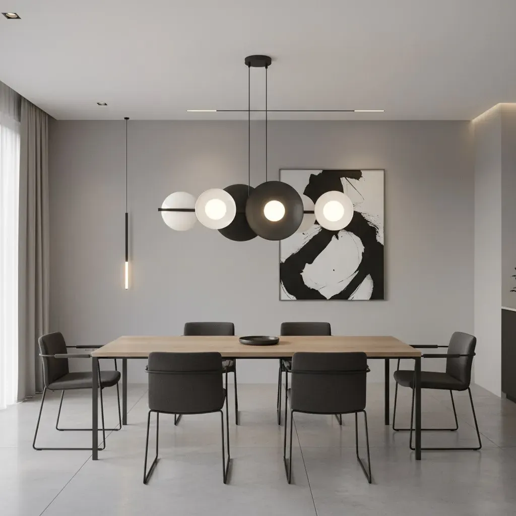 Lampa wisząca metalowa VOLUM 6 WHITE BL czarno - biała — zdjęcie 5
