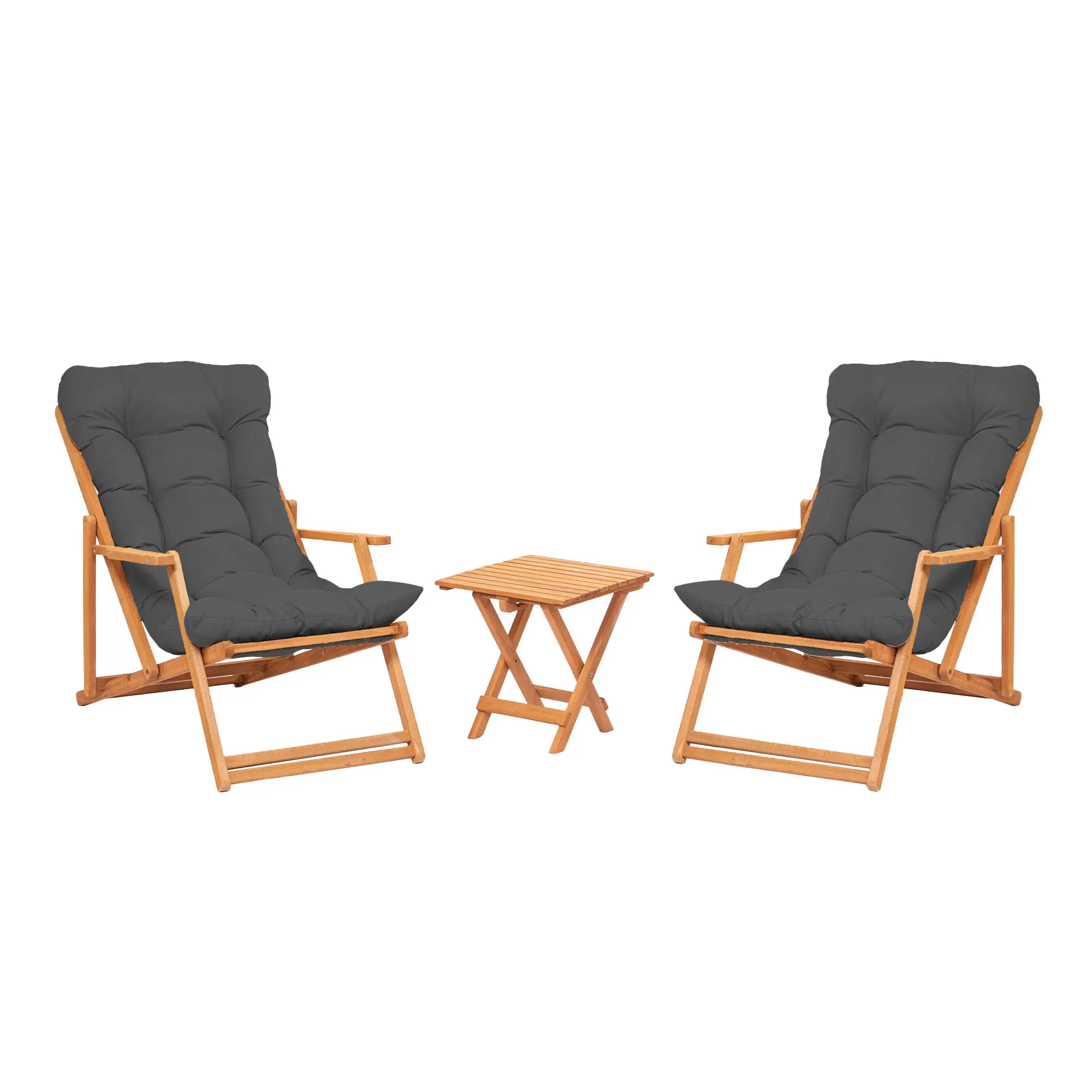 Zestaw ogrodowy 3-częściowy MY007 2 krzesła + stolik (40x40cm) szary naturalny