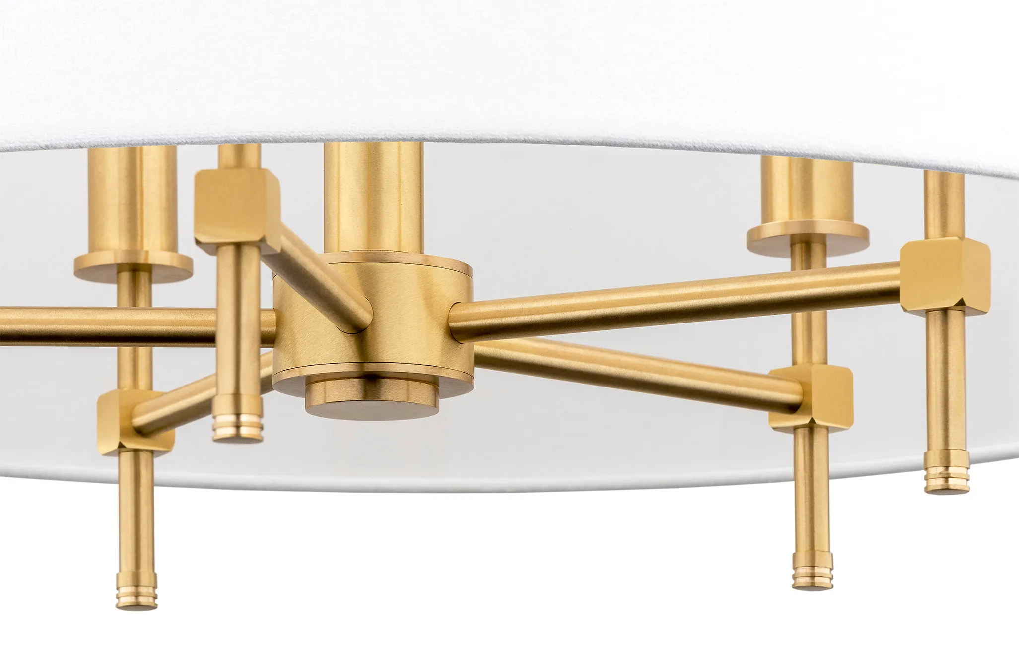 Żyrandol ABBANO metalowy mosiądz szczotkowany biały 103x60cm - 2132