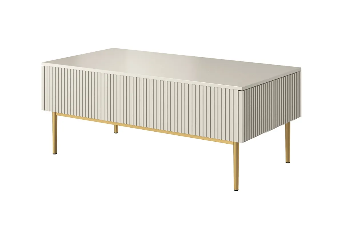 Ława NICOLE 120 z 2 szufladami - kremowa - złoty stelaż Ława NICOLE 120 z 2 szufladami - kremowa - złoty stelaż