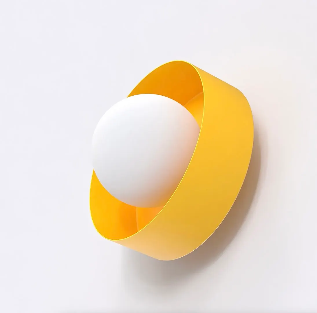 lamp, decor, yellow, ściana ozdoba, trójwymiarowy kształt