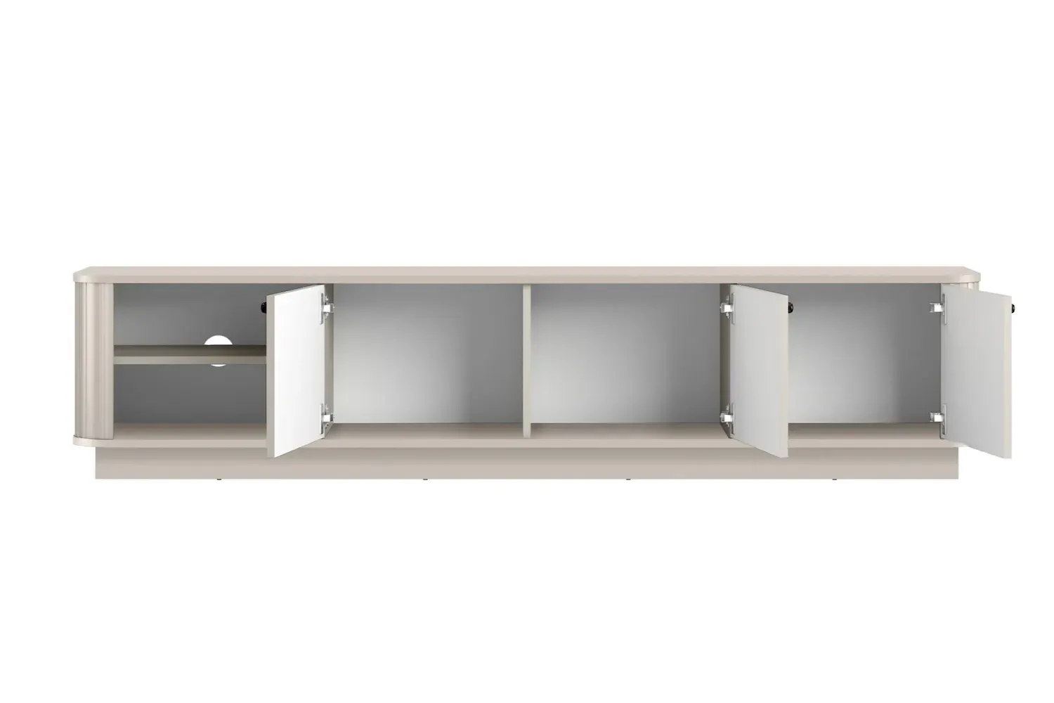 Szafka RTV 3-drzwiowa VESPER ryflowany front- cashmere czarne uchwyty cokół - B_169446