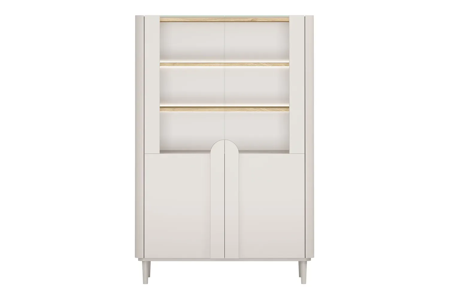 Witryna 2-drzwiowa AMILIO 100 oświetlenie LED - cashmere dąb olejowany uchwyty cashmere nogi cashmere - B_169211