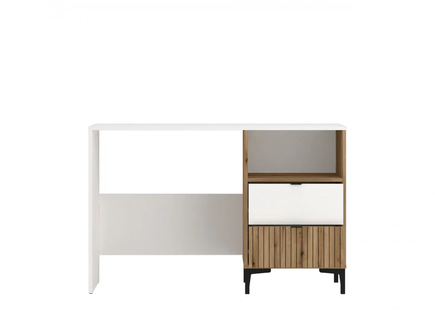 biurko z 2 szufladami RICKO RIKB01 Biały, Dąb Coast, NADRUK - 6000000013213