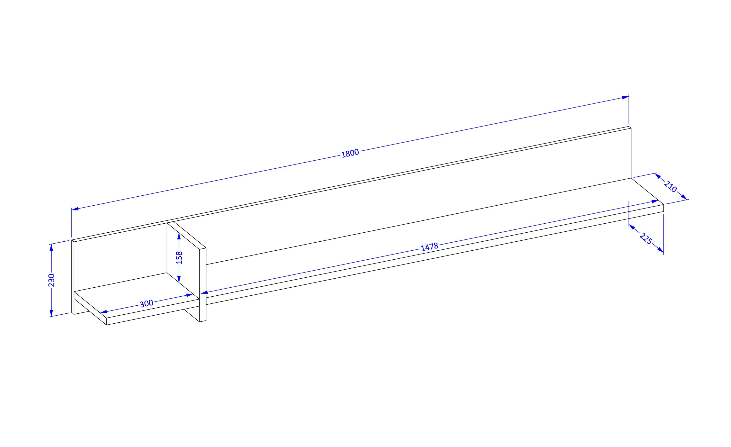 Półka ścienna CROSS 180 cm zielono-czarna - 24GWMY02