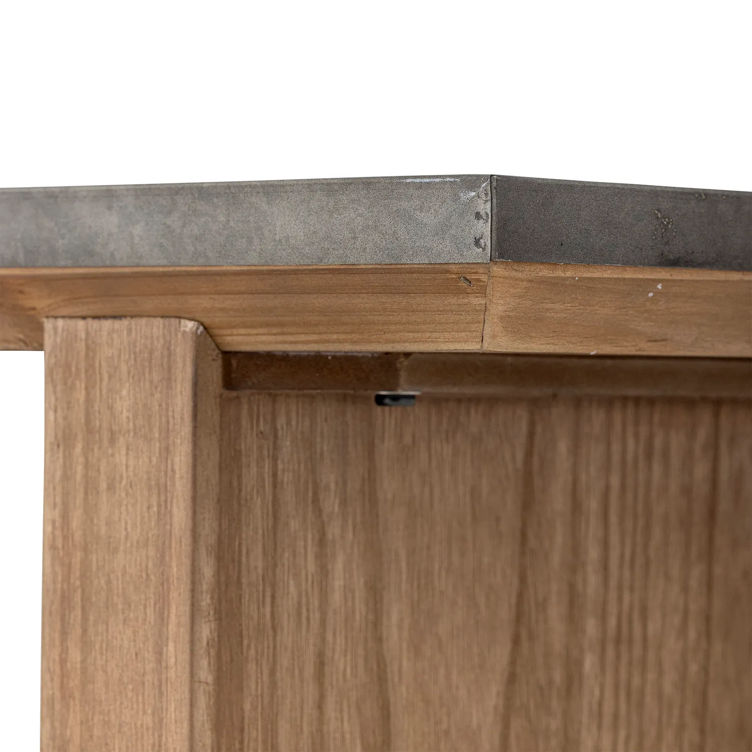 kitchen, stolik?, front panel, drewniana powierzchnia, metalowa krawędź