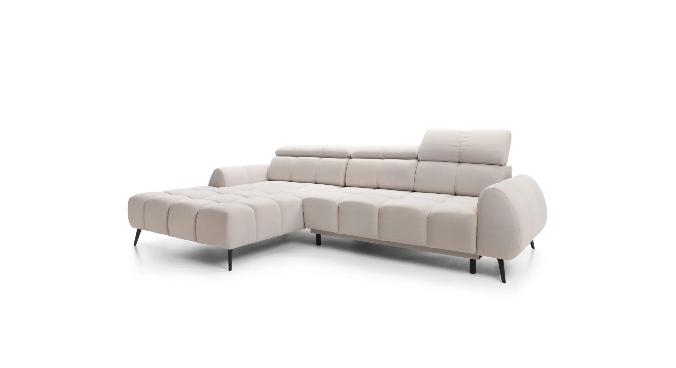 Narożnik z funkcją spania PIANO lewostronny elektryczny wysuw siedziska - tkanina Nube 08 - beżowy - PIANO_NAR_NUBE08_L